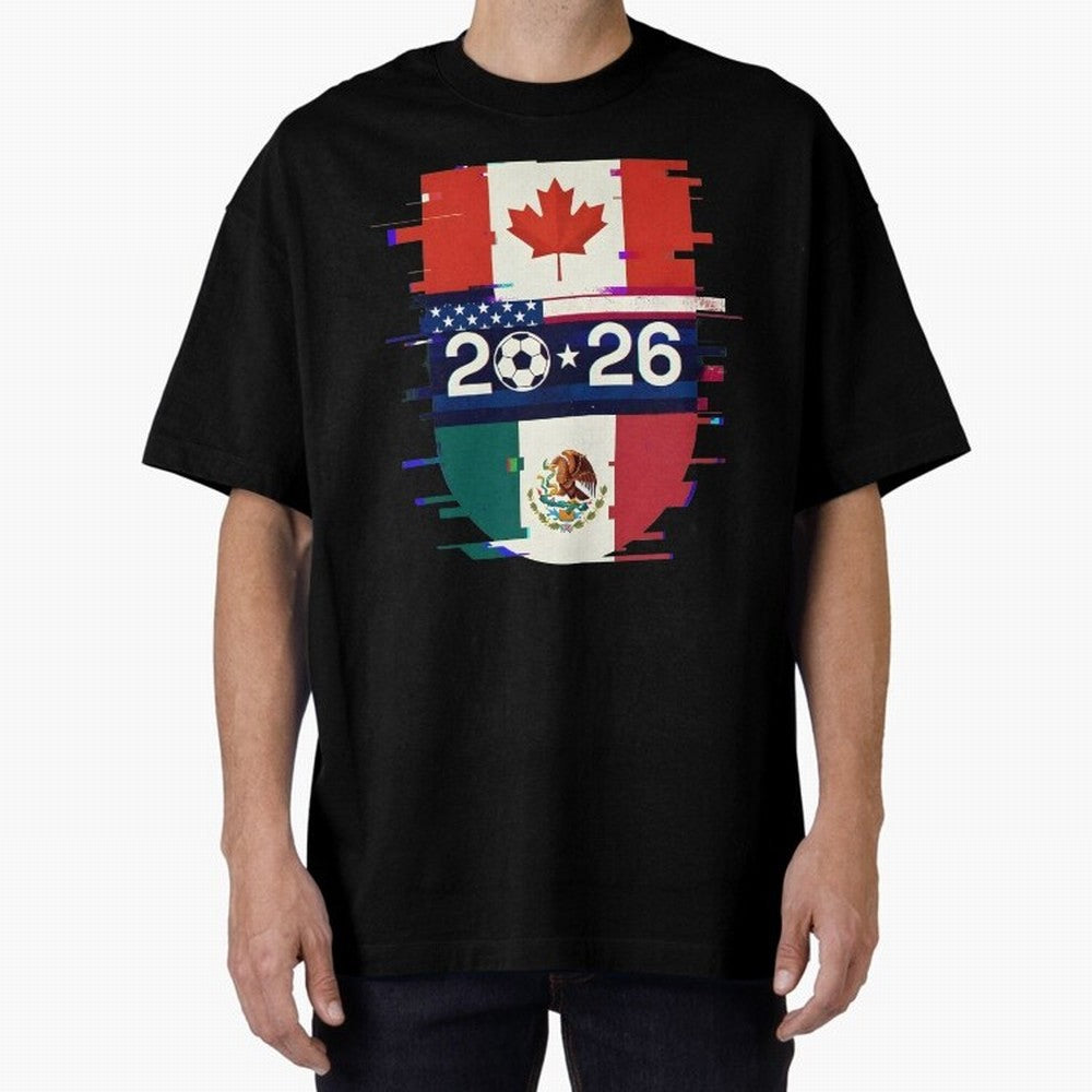 Glitched United 2026 - North America Emblem Cup Classic T-Shirt Bring International Match Energy to FIFA World Cup 2026 USA Canada Mexico Spirit, Featuring Argentina, Messi, Champion Mindset, Group Stage Buzz, Knockout Tension and Passionate Fan