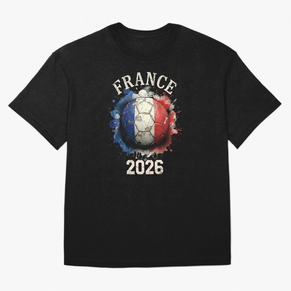 France 2026 Football Art | Vintage Tricolor Soccer Ball Splash Design Classic T-Shirt Bring Match Day Fire to the FIFA World Cup 2026 USA Canada Mexico Journey through Messi, CR7 and Mbappe Highlights, France Pride, Classic Soccer Heritage,