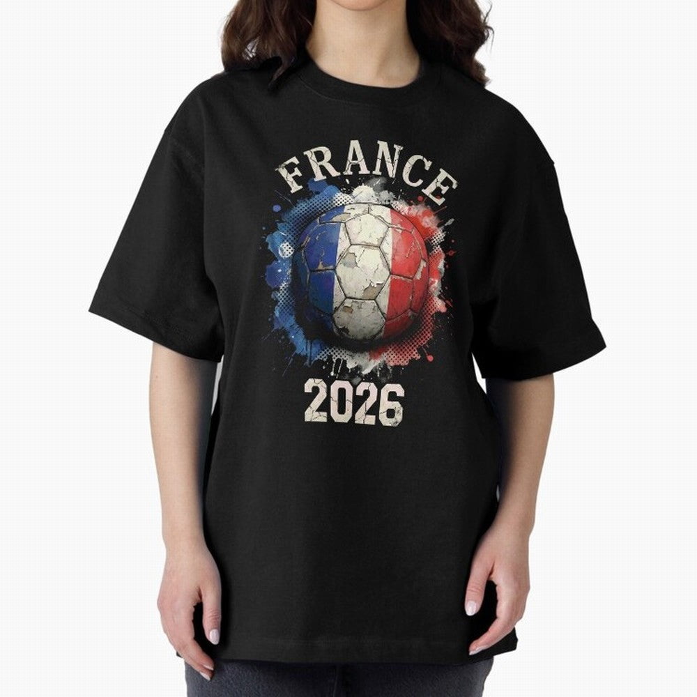 France 2026 Football Art | Vintage Tricolor Soccer Ball Splash Design Classic T-Shirt Bring Match Day Fire to the FIFA World Cup 2026 USA Canada Mexico Journey through Messi, CR7 and Mbappe Highlights, France Pride, Classic Soccer Heritage,