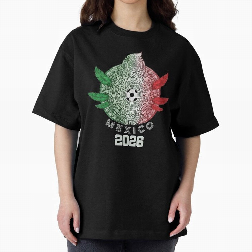 Mexico 2026 Aztec Sun Statement Classic T-Shirt Carry National Pride through Global Football Passion for FIFA World Cup 2026 USA Canada Mexico, Inspired by CR7 and Messi, Brazil, Retro Football Energy, Iconic Rivalries, Trophy Chase Drama and