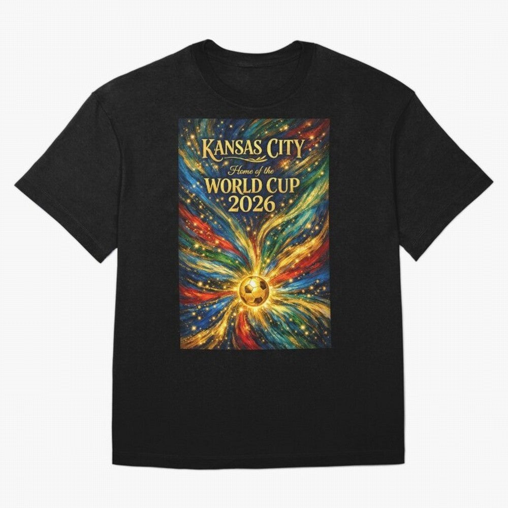 Kansas City World Cup 2026 Starburst Soccer Poster ¡ª Van Gogh Fluid Art Print Classic T-Shirt Join Supporters Worldwide for Global Football Passion for FIFA World Cup 2026, Inspired by Messi, Neymar and Mbappe, England, Football Passion, Legendary