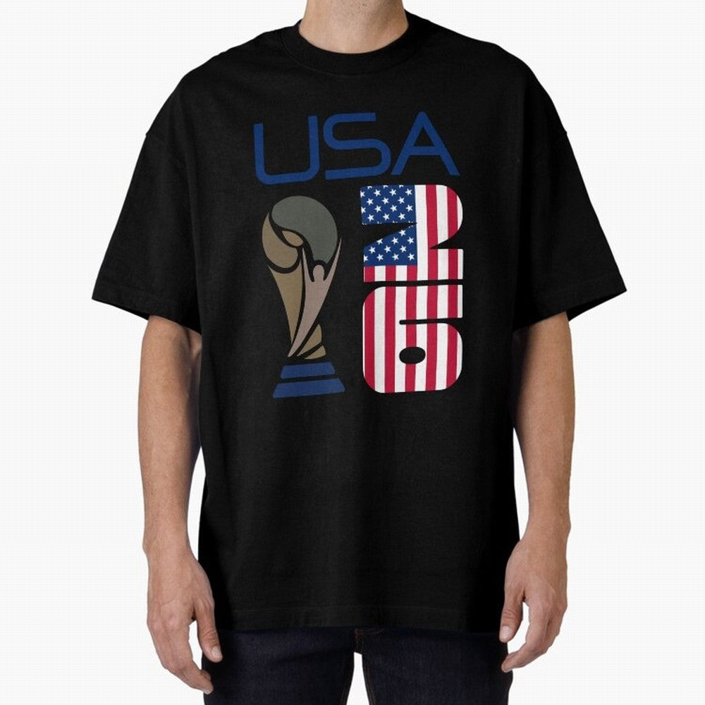 USA 2026 Soccer World Cup Trophy American Flag Design Classic T-Shirt Celebrate Soccer Greatness during FIFA World Cup 2026 Group Stage Spirit, Built around Brazil, Portugal and Argentina, Messi, CR7 and Mbappe, Football History, Final Match