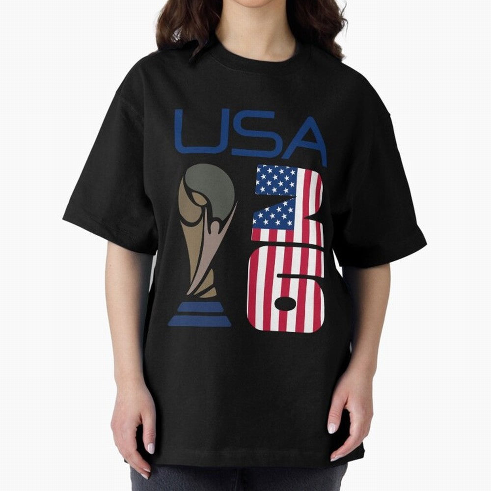 USA 2026 Soccer World Cup Trophy American Flag Design Classic T-Shirt Celebrate Soccer Greatness during FIFA World Cup 2026 Group Stage Spirit, Built around Brazil, Portugal and Argentina, Messi, CR7 and Mbappe, Football History, Final Match