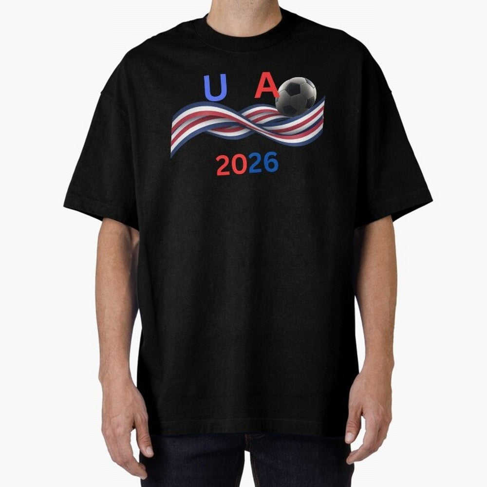 USA 2026 Soccer Ball With Waving Flag - United States Football Team Support? Classic T-Shirt Remember Iconic Moments from FIFA World Cup 2026 USA Canada Mexico for Fans of Haaland and Mbappe and Argentina, France and Brazil, Bringing Tournament