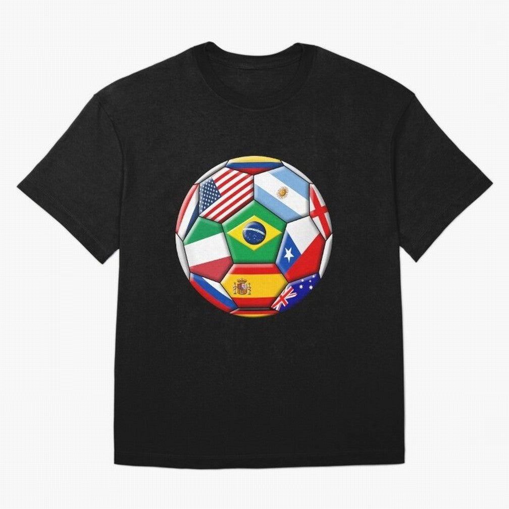 Soccer with various flags Classic T-Shirt Show Your Tournament Heart for Match Day Hype around FIFA World Cup 2026, Messi, Germany, Fan Favorite Moments, National Team Passion, Big Match Drama and Soccer History; Ideal for Passionate Fans Who Love
