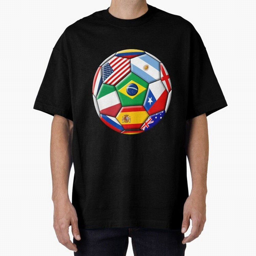 Soccer with various flags Classic T-Shirt Show Your Tournament Heart for Match Day Hype around FIFA World Cup 2026, Messi, Germany, Fan Favorite Moments, National Team Passion, Big Match Drama and Soccer History; Ideal for Passionate Fans Who Love