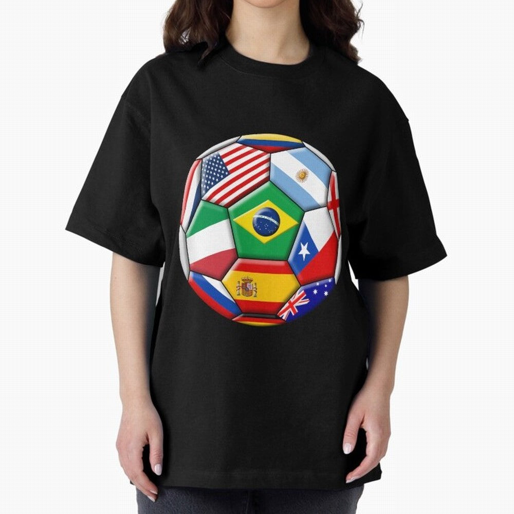 Soccer with various flags Classic T-Shirt Show Your Tournament Heart for Match Day Hype around FIFA World Cup 2026, Messi, Germany, Fan Favorite Moments, National Team Passion, Big Match Drama and Soccer History; Ideal for Passionate Fans Who Love