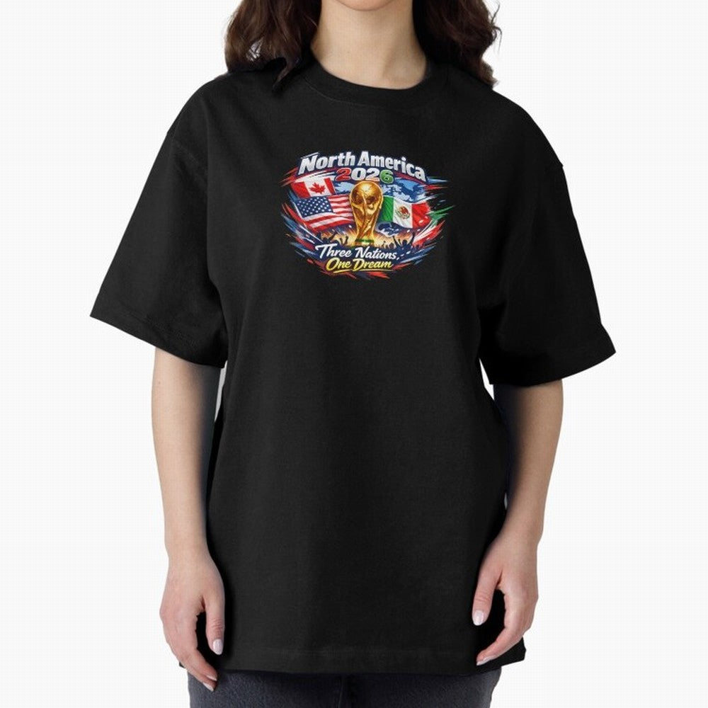 2026 Football Fan Design - North America - Three Nations One Dream Classic T-Shirt Discover FIFA World Cup 2026 USA Canada Mexico for Fans of Mbappe and Netherlands, Bringing Vintage Soccer Flavor, Modern Football Stars, National Flags and Final