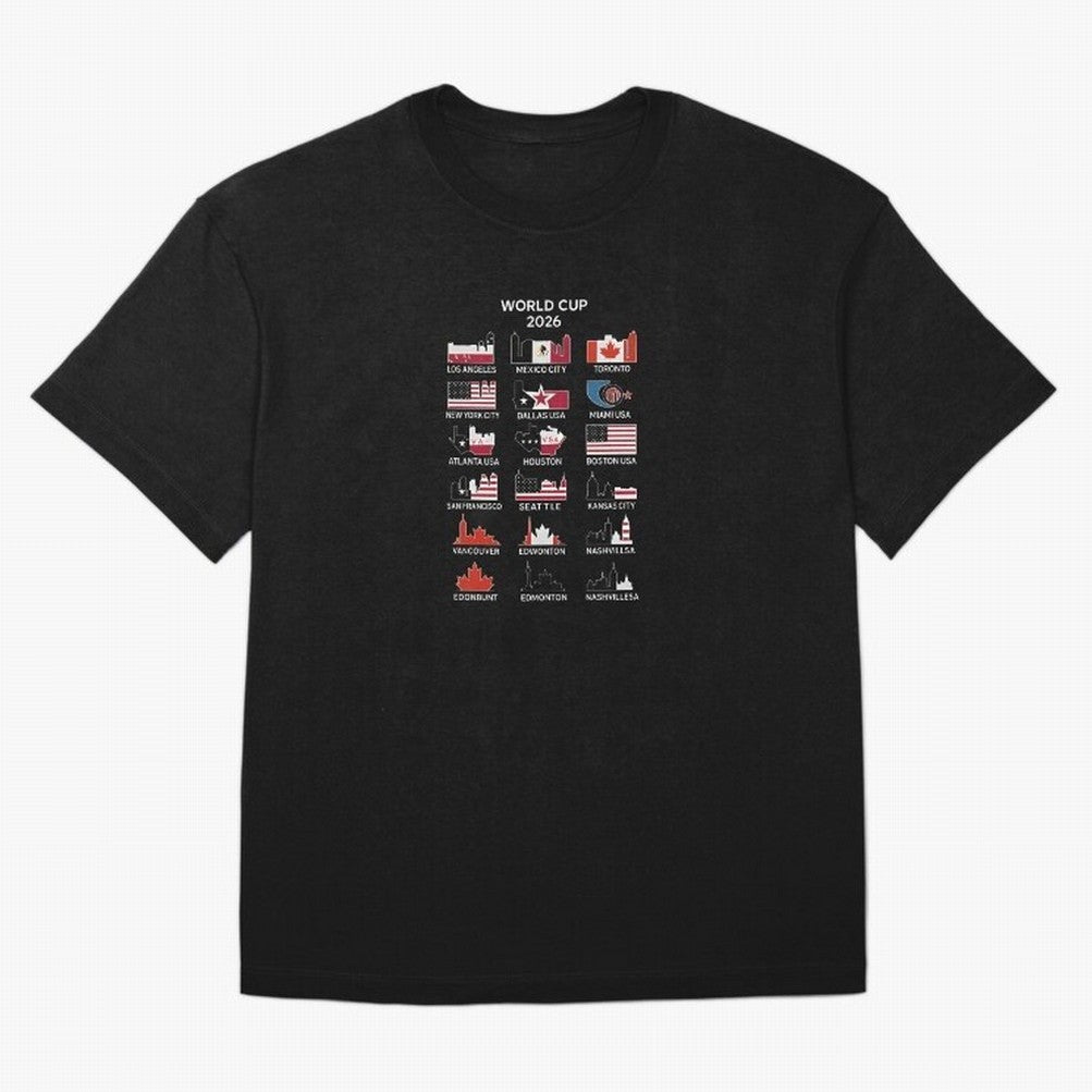 World Cup 2026 Host Cities T-Shirt_84292126 Classic T-Shirt Fuel the Hype around the FIFA World Cup 2026 Group Stage Journey through Mbappe and Neymar Highlights, England, France and Netherlands Pride, Soccer Culture, Superstar Moments, National