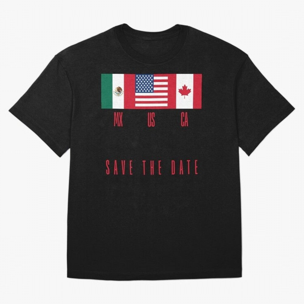 2026 World Cup Opening & Final ¨C Azteca Stadium Mexico & MetLife Stadium USA ¨C Football Design with Mexican, Canadian & US Flags Classic T-Shirt Celebrate Supporters United by Match Day Hype around FIFA World Cup 2026, Mbappe, Argentina, Soccer