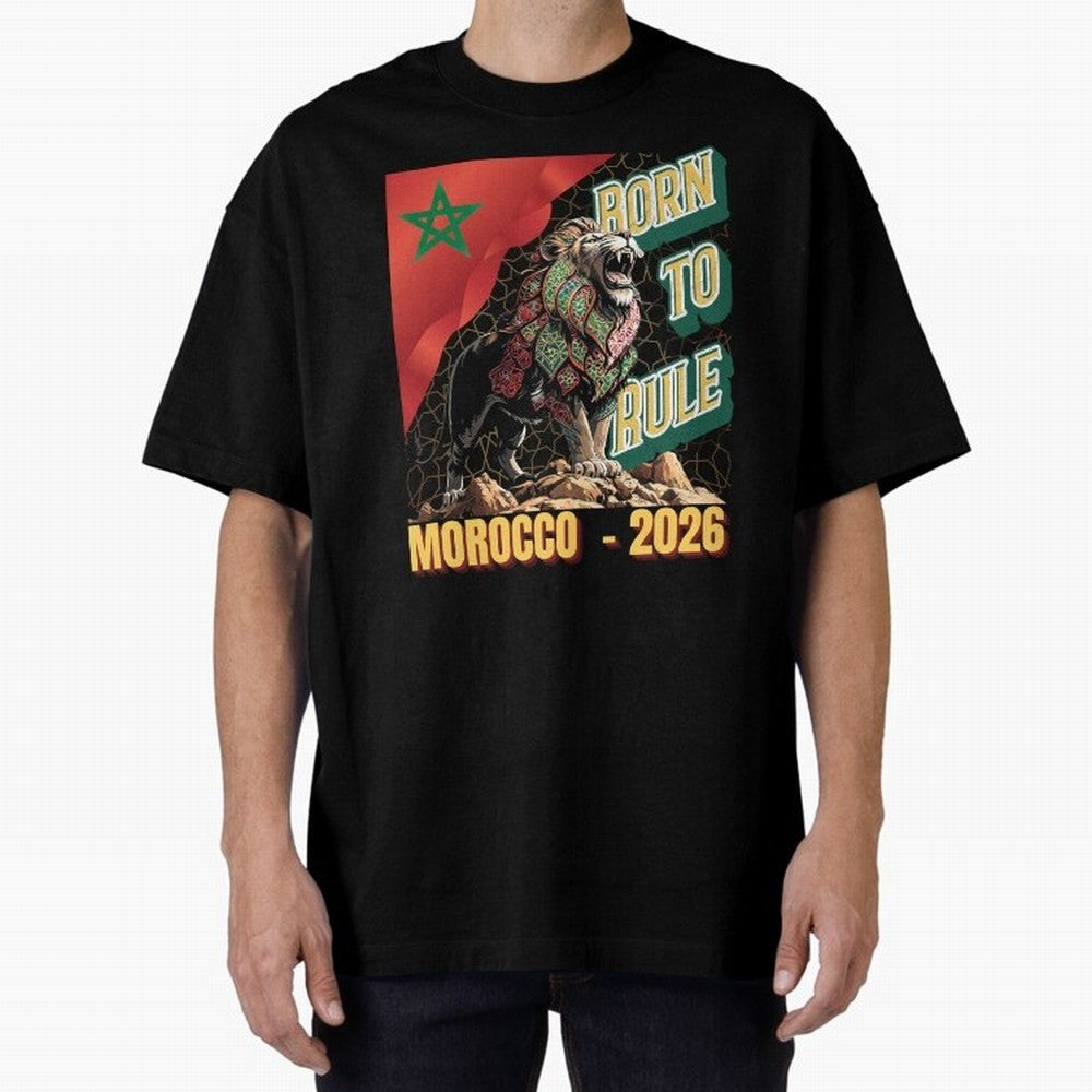Morocco Football - Born to Rule Classic T-Shirt Mark Global Football Passion for FIFA World Cup 2026 USA Canada Mexico, with Messi, Neymar and Mbappe, Brazil, Retro Football Energy, Iconic Rivalries, Trophy Chase Drama and Stadium Atmosphere;