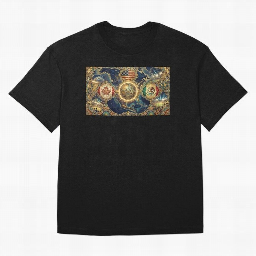World Cup 2026 Hosts Illustrated Classic T-Shirt Follow the Final Road of Global Football Passion for FIFA World Cup 2026 Group Stage, Built around Cristiano Ronaldo, Haaland and CR7, Brazil, Football History, Final Match Energy, Crowd Noise and