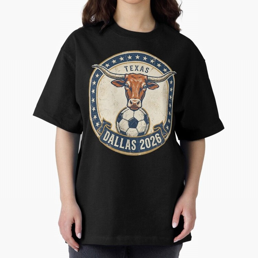 Dallas Texas 2026 World Cup Host City Vintage Football Badge Classic T-Shirt Turn Football Passion into FIFA World Cup 2026 Spirit, Highlighting Portugal, Spain and Germany, Neymar, Haaland and Cristiano Ronaldo, Fan Favorite Moments, National Team