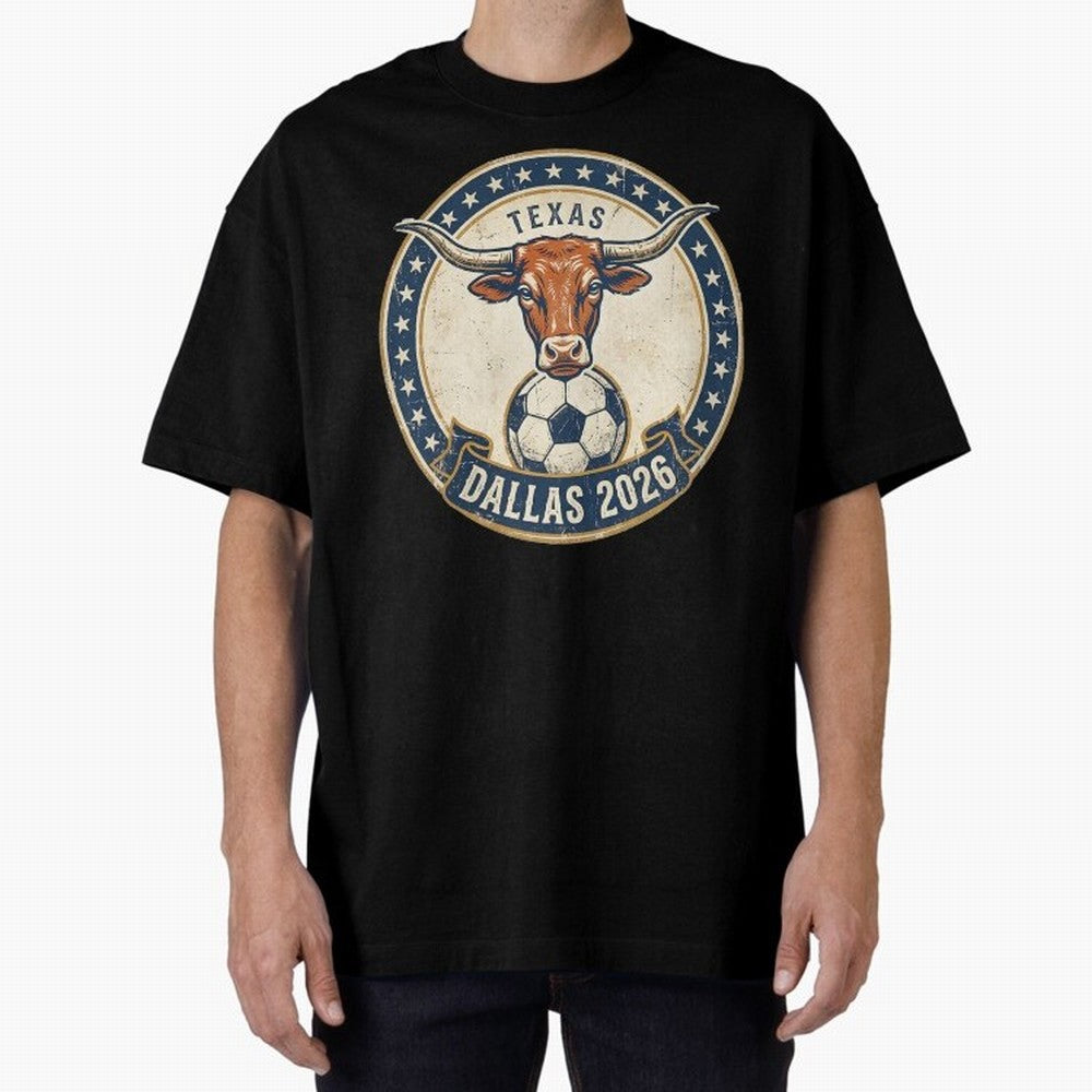 Dallas Texas 2026 World Cup Host City Vintage Football Badge Classic T-Shirt Turn Football Passion into FIFA World Cup 2026 Spirit, Highlighting Portugal, Spain and Germany, Neymar, Haaland and Cristiano Ronaldo, Fan Favorite Moments, National Team