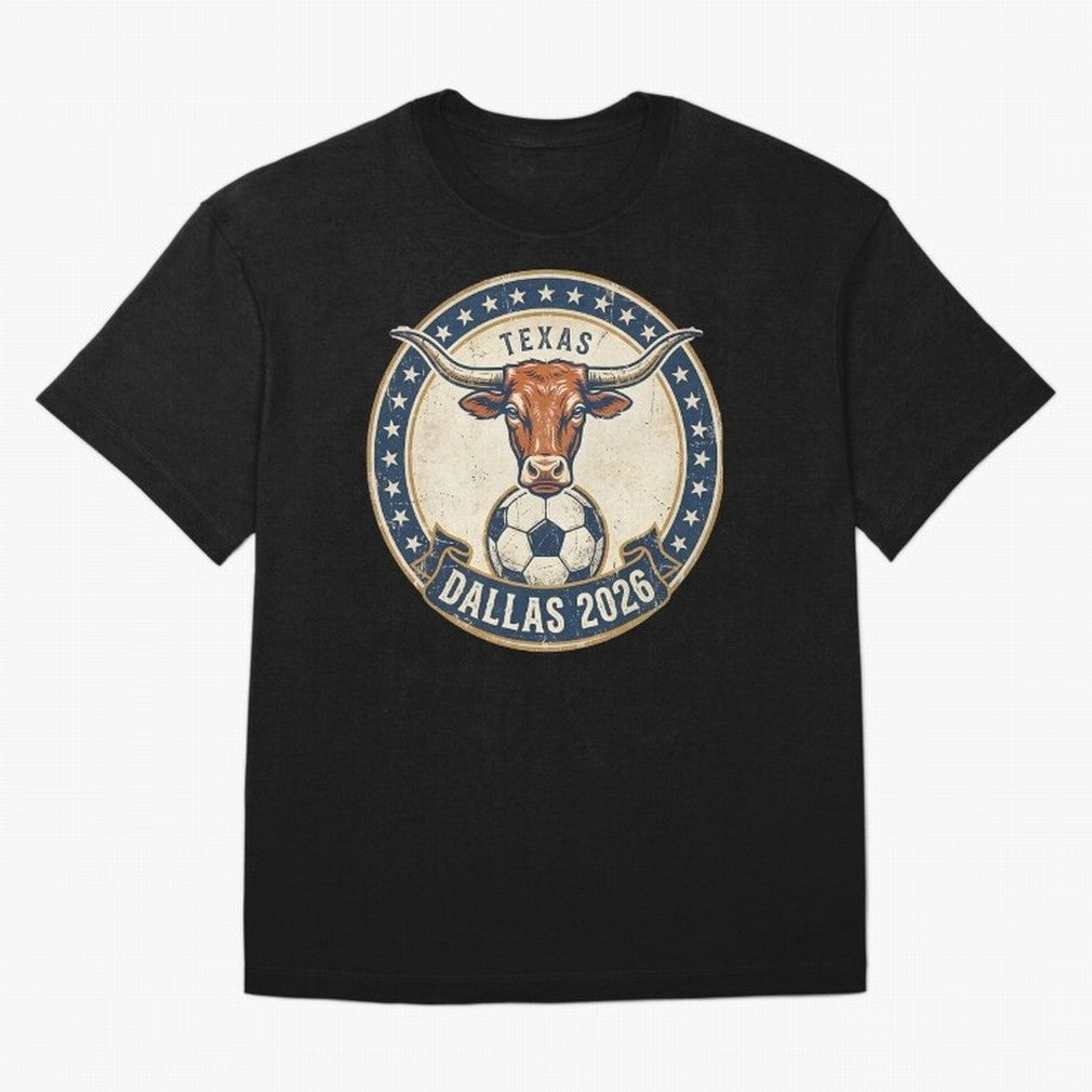 Dallas Texas 2026 World Cup Host City Vintage Football Badge Classic T-Shirt Turn Football Passion into FIFA World Cup 2026 Spirit, Highlighting Portugal, Spain and Germany, Neymar, Haaland and Cristiano Ronaldo, Fan Favorite Moments, National Team
