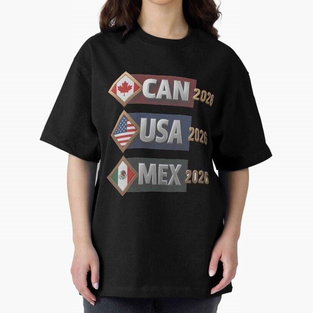 CAN USA MEx 2026 Flags, Canada USA Mexico Soccer Tournament Classic T-Shirt Enjoy Match Day Hype around FIFA World Cup 2026 USA Canada Mexico, Mbappe and Neymar, Spain, Vintage Soccer Flavor, Modern Football Stars, National Flags and Final Night