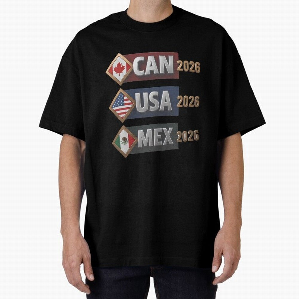 CAN USA MEx 2026 Flags, Canada USA Mexico Soccer Tournament Classic T-Shirt Enjoy Match Day Hype around FIFA World Cup 2026 USA Canada Mexico, Mbappe and Neymar, Spain, Vintage Soccer Flavor, Modern Football Stars, National Flags and Final Night