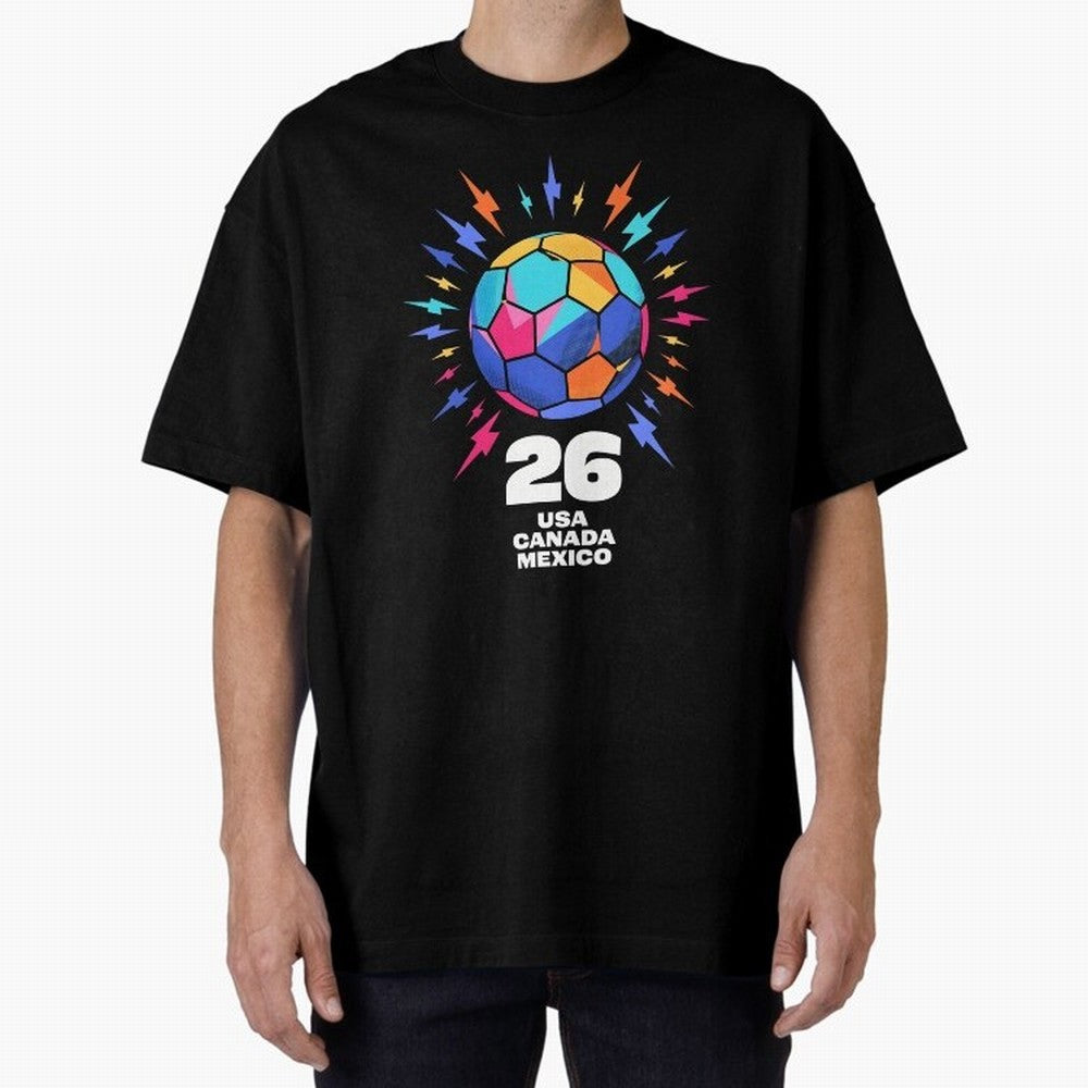 2026 Colorful Soccer Ball USA Canada Mexico 26 Classic T-Shirt Bring Trophy Dreams to FIFA World Cup 2026 Inspired by Cristiano Ronaldo, Haaland and CR7, Spain Energy, Worldwide Fan Energy, Dramatic Goals, Stadium Lights and Championship
