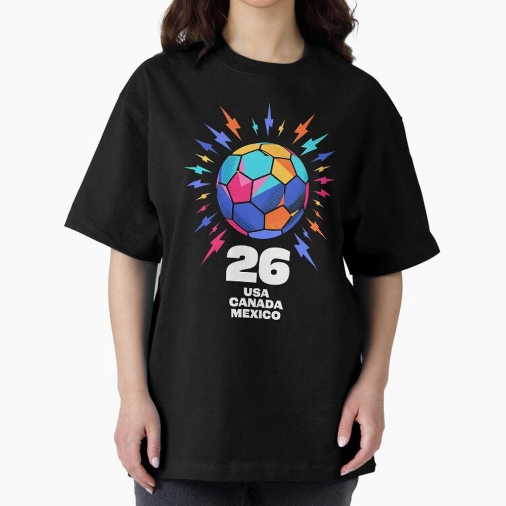 2026 Colorful Soccer Ball USA Canada Mexico 26 Classic T-Shirt Bring Trophy Dreams to FIFA World Cup 2026 Inspired by Cristiano Ronaldo, Haaland and CR7, Spain Energy, Worldwide Fan Energy, Dramatic Goals, Stadium Lights and Championship