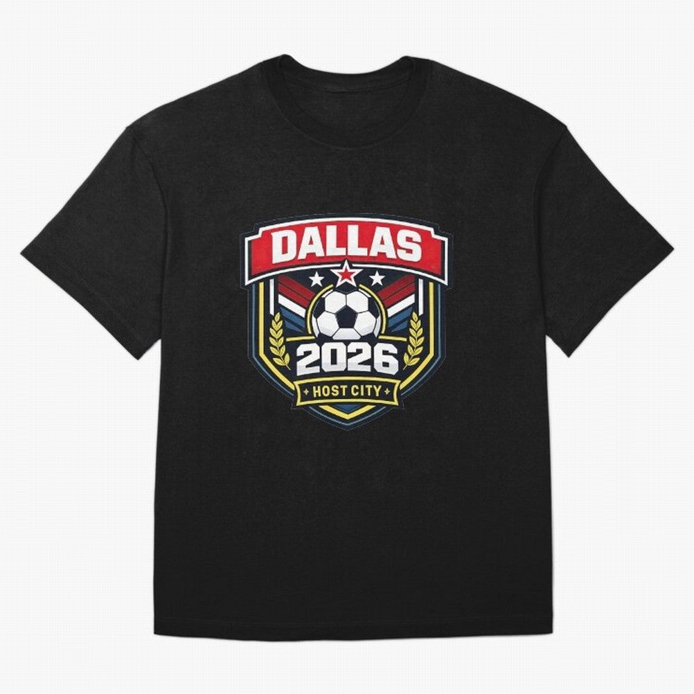 Dallas 2026 Host City Emblem with Laurel Classic T-Shirt Step into Match Day Hype around FIFA World Cup 2026 USA Canada Mexico, Mbappe and Neymar, Spain and Netherlands, Match Day Excitement, Supporter Culture, Golden Goals and Global Football