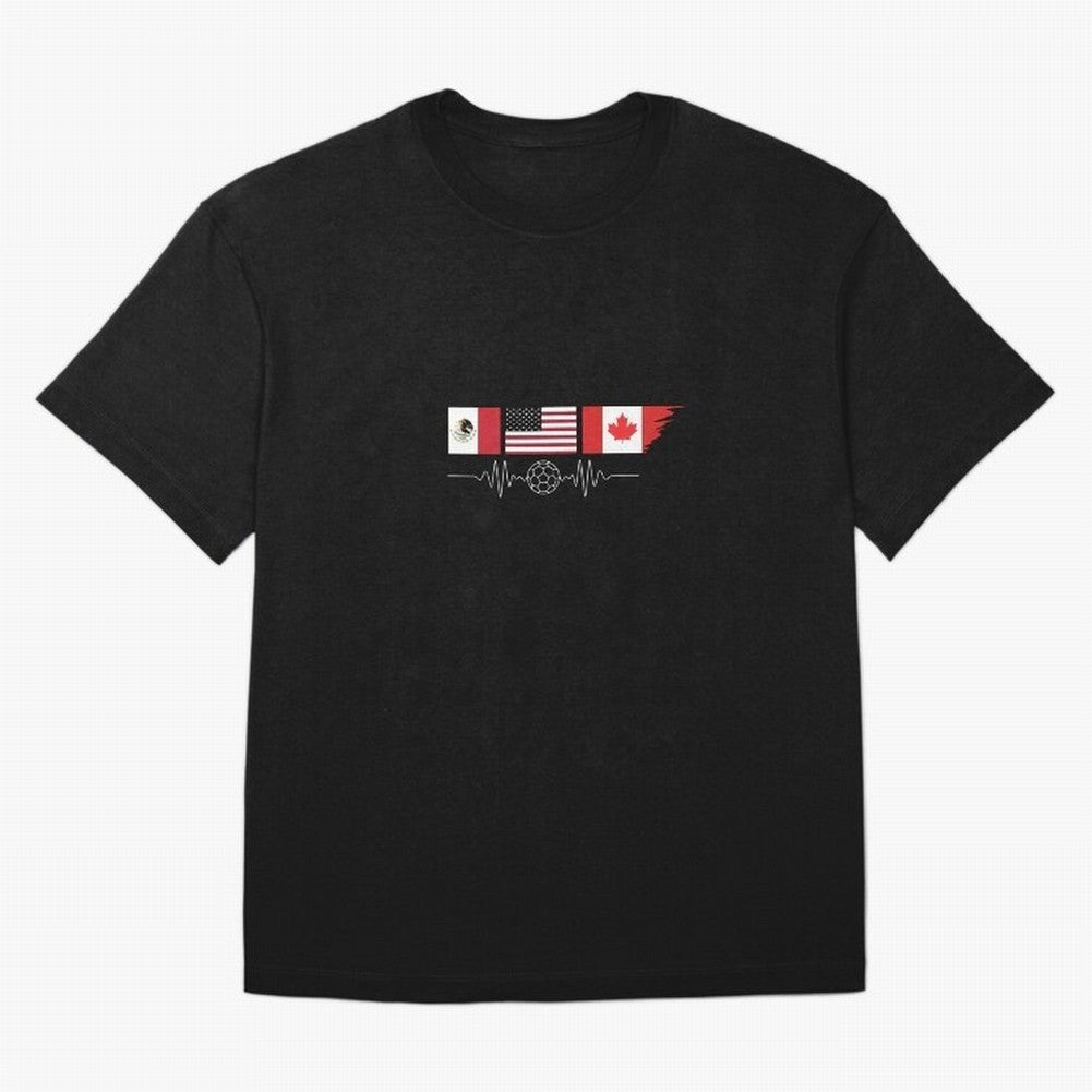 North America Soccer Heartbeat Flags 2026 Cup T-Shirt_82794888 Classic T-Shirt Relive the Noise and Pride of Global Football Passion for FIFA World Cup 2026, Driven by Mbappe and Neymar, Spain and Netherlands, Champion Mindset, Group Stage Buzz,