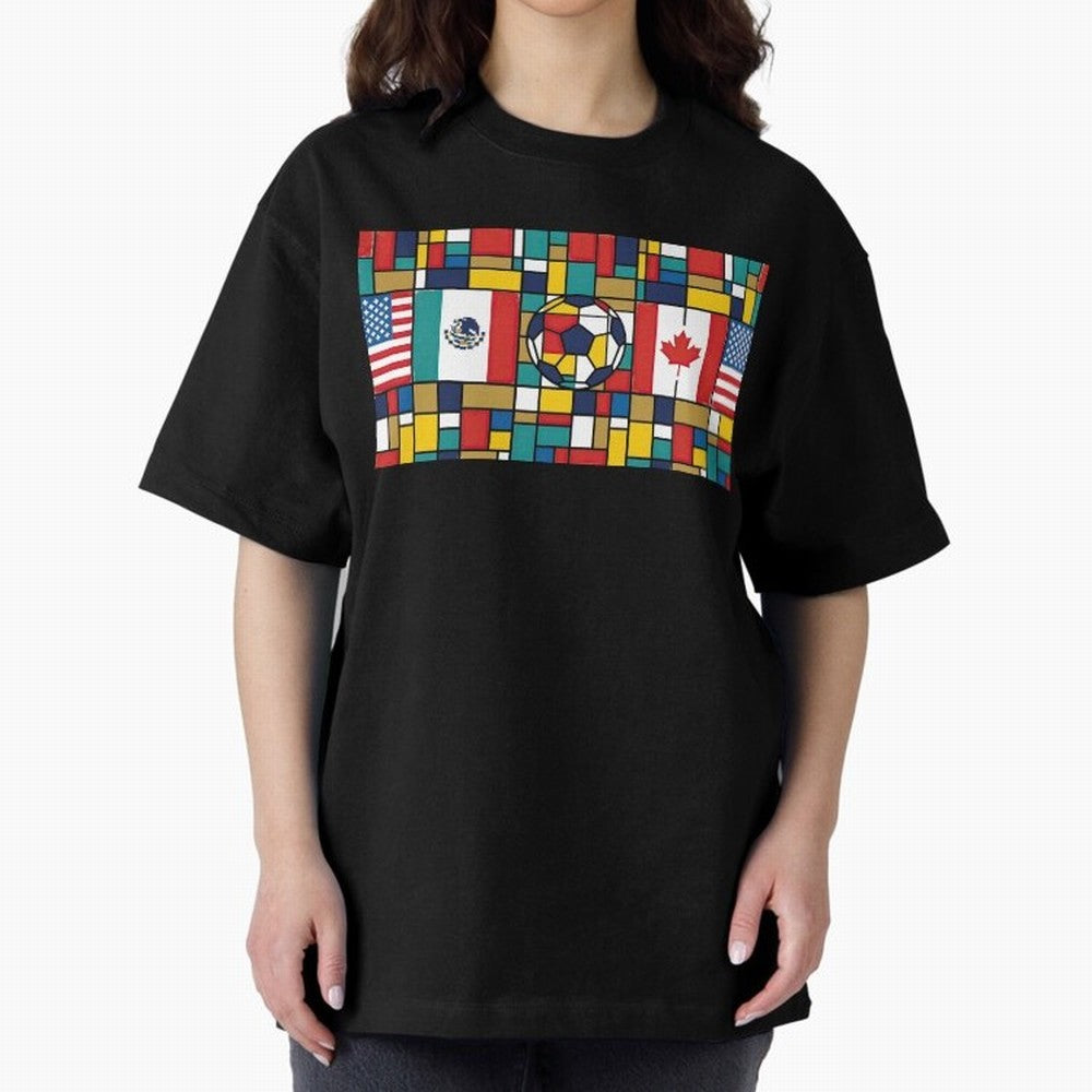 Spectacular World Cup Stadiums | Soccer Flags Mexico Canada USA Geometry Classic T-Shirt Spotlight FIFA World Cup 2026 USA Canada Mexico for Fans of CR7 and Messi and Brazil, Portugal and Argentina, Bringing Football Passion, Legendary
