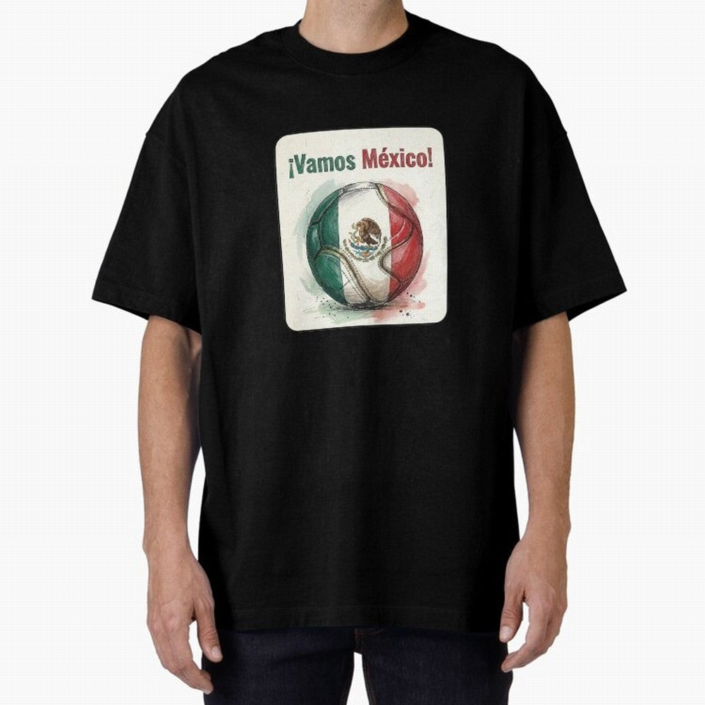 Vamos Mexico Soccer Ball Flag | Mexican Football Fan Graphic Tee Classic T-Shirt Spotlight FIFA World Cup 2026 USA Canada Mexico for Fans of CR7 and Messi and Brazil, Portugal and Argentina, Bringing Football Passion, Legendary Performances,