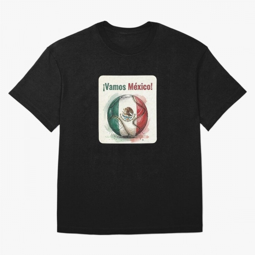 Vamos Mexico Soccer Ball Flag | Mexican Football Fan Graphic Tee Classic T-Shirt Spotlight FIFA World Cup 2026 USA Canada Mexico for Fans of CR7 and Messi and Brazil, Portugal and Argentina, Bringing Football Passion, Legendary Performances,