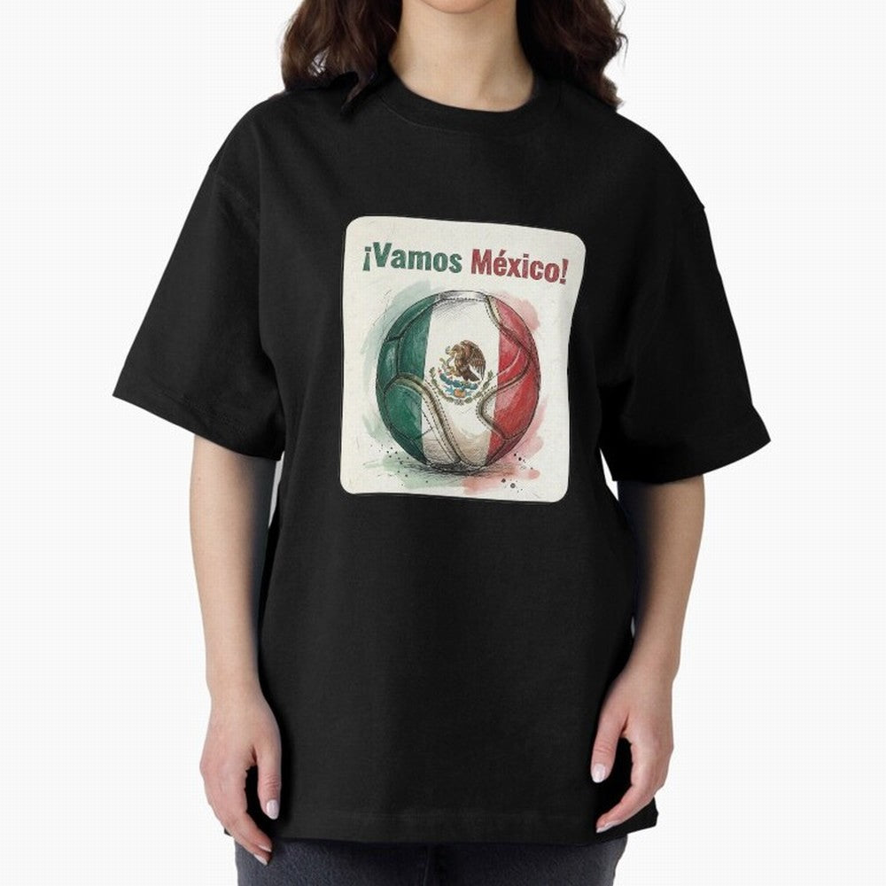 Vamos Mexico Soccer Ball Flag | Mexican Football Fan Graphic Tee Classic T-Shirt Spotlight FIFA World Cup 2026 USA Canada Mexico for Fans of CR7 and Messi and Brazil, Portugal and Argentina, Bringing Football Passion, Legendary Performances,