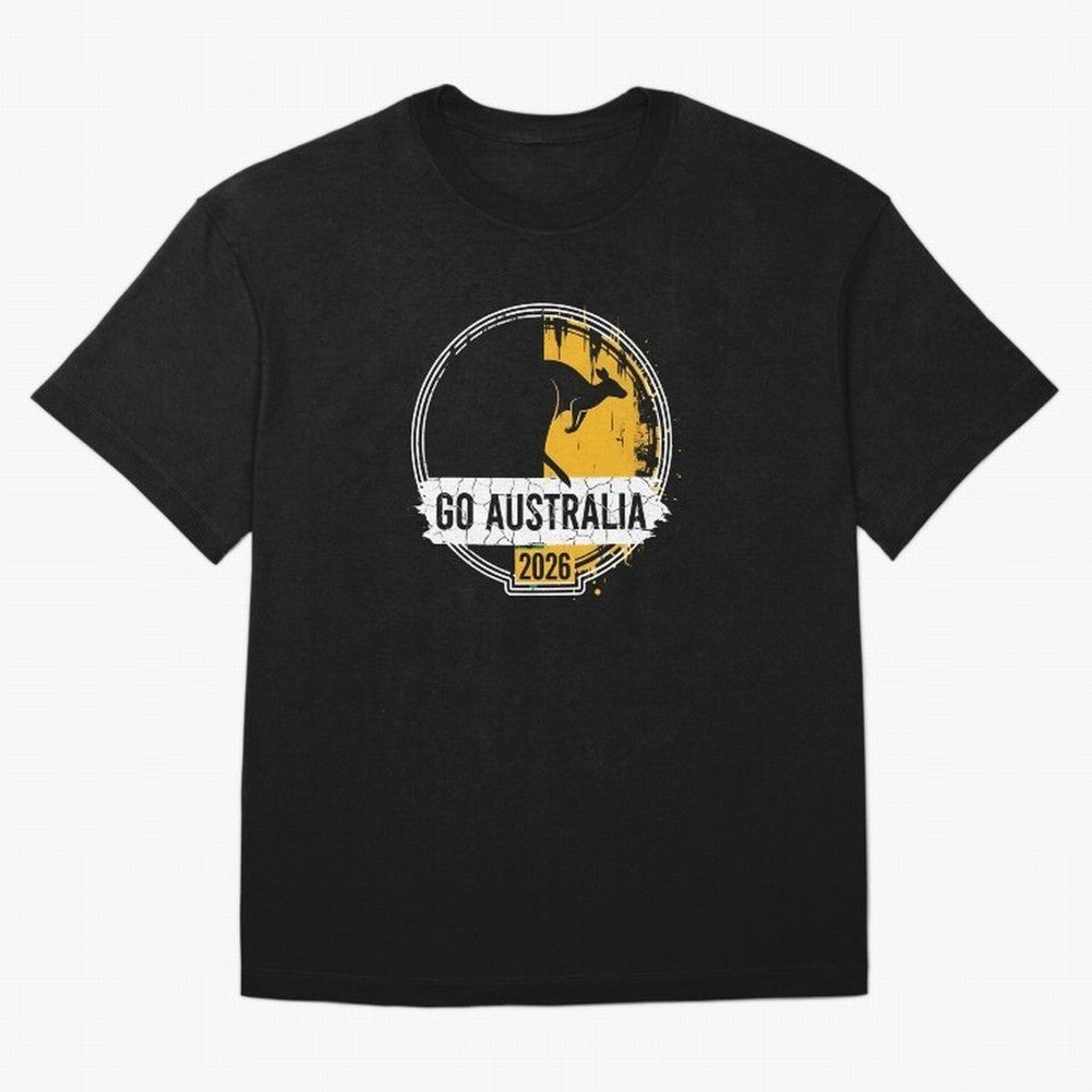 Golden Green Kangaroo Emblem Go Australia 2026 Supporter Design T-Shirt_83662099 Classic T-Shirt Mark Match Day Hype around FIFA World Cup 2026 Group Stage, Neymar, Netherlands, Championship Spirit, Famous Goals, Roaring Crowds and International