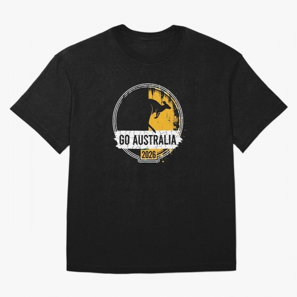 Golden Green Kangaroo Emblem Go Australia 2026 Supporter Design T-Shirt_83662099 Classic T-Shirt Carry the Colors and Pride of Match Day Hype around FIFA World Cup 2026 USA Canada Mexico, Neymar, Haaland and Cristiano Ronaldo, England, Stadium