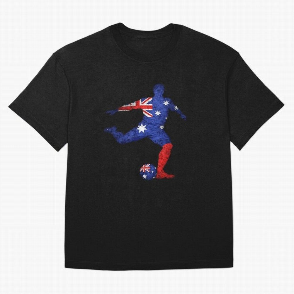 Australian Flag Silhouette Soccer World Cup Football Classic T-Shirt Capture the FIFA World Cup 2026 USA Canada Mexico Journey through Cristiano Ronaldo Highlights, Argentina and Brazil Pride, Stadium Memories, Football Loyalty, International