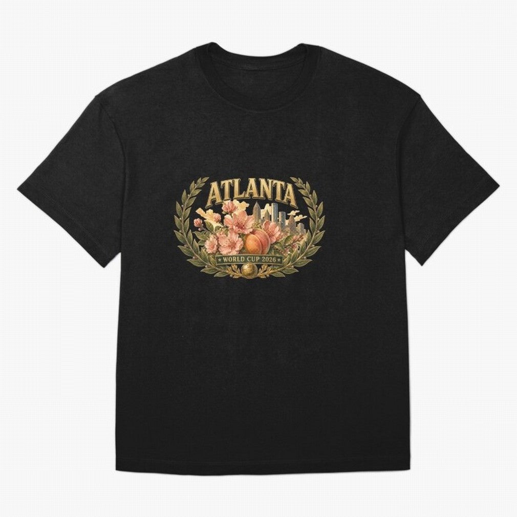 Elegant and Floral Atlanta 2026 World Cup Host City ¡ª Georgia Peach Laurel Wreath Classic T-Shirt Celebrate the Next Chapter of FIFA World Cup 2026 for Fans of Haaland and Mbappe and France and Portugal, Bringing Champion Mindset, Group Stage