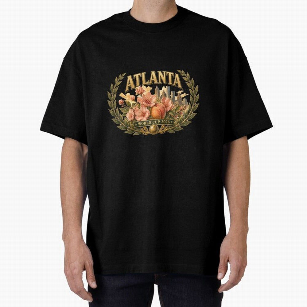 Elegant and Floral Atlanta 2026 World Cup Host City ¡ª Georgia Peach Laurel Wreath Classic T-Shirt Celebrate the Next Chapter of FIFA World Cup 2026 for Fans of Haaland and Mbappe and France and Portugal, Bringing Champion Mindset, Group Stage