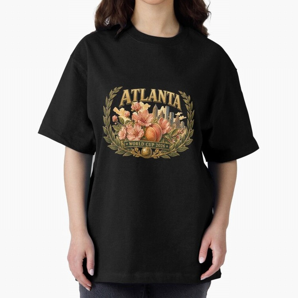 Elegant and Floral Atlanta 2026 World Cup Host City ¡ª Georgia Peach Laurel Wreath Classic T-Shirt Celebrate the Next Chapter of FIFA World Cup 2026 for Fans of Haaland and Mbappe and France and Portugal, Bringing Champion Mindset, Group Stage