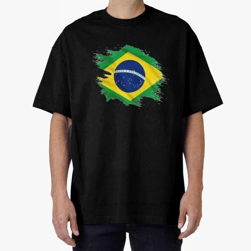 Brazil Flag Artistic Brush Stroke - Modern Flag Design T-Shirt Classic T-Shirt Feel FIFA World Cup 2026 USA Canada Mexico Spirit, Driven by Brazil, Haaland, Retro Football Energy, Iconic Rivalries, Trophy Chase Drama and Stadium Atmosphere; Ideal