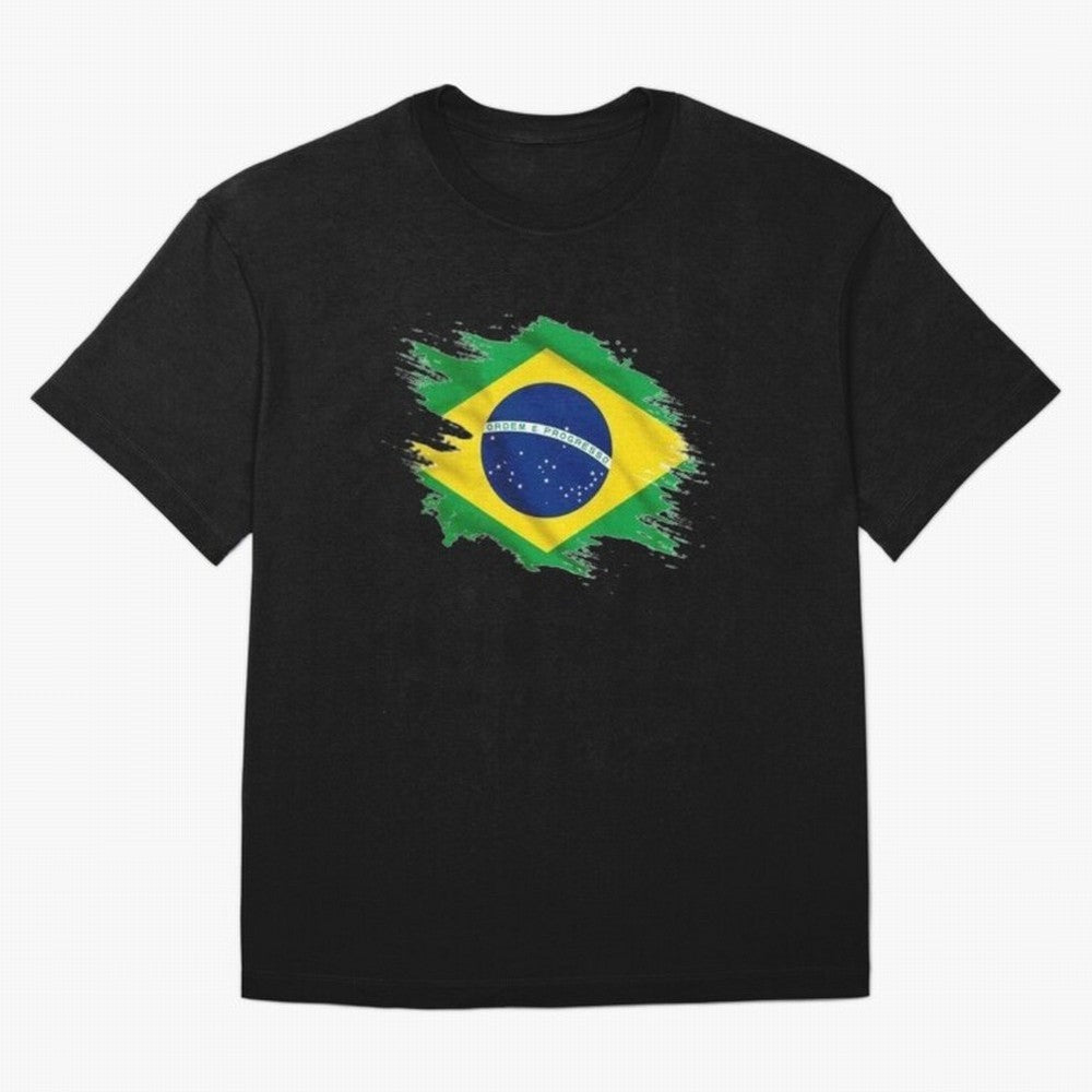 Brazil Flag Artistic Brush Stroke - Modern Flag Design T-Shirt Classic T-Shirt Feel FIFA World Cup 2026 USA Canada Mexico Spirit, Driven by Brazil, Haaland, Retro Football Energy, Iconic Rivalries, Trophy Chase Drama and Stadium Atmosphere; Ideal