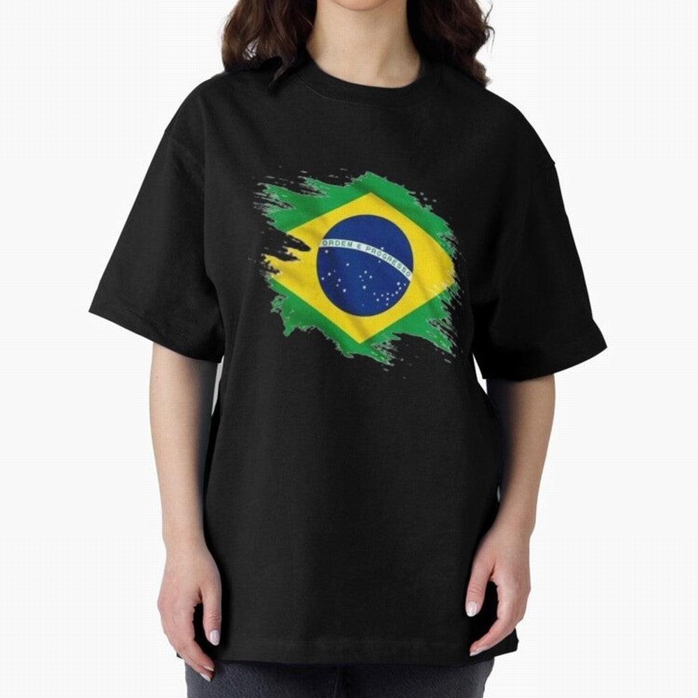 Brazil Flag Artistic Brush Stroke - Modern Flag Design T-Shirt Classic T-Shirt Feel FIFA World Cup 2026 USA Canada Mexico Spirit, Driven by Brazil, Haaland, Retro Football Energy, Iconic Rivalries, Trophy Chase Drama and Stadium Atmosphere; Ideal