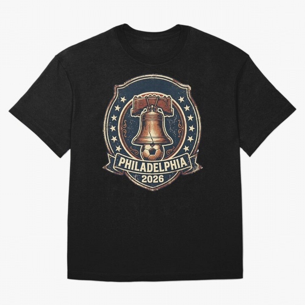 Philadelphia 2026 World Cup Host City Vintage Football Badge ¡ª Liberty Bell Soccer Crest Classic T-Shirt Show Your Stadium Side during the FIFA World Cup 2026 Journey through Mbappe Highlights, Spain Pride, Football Passion, Legendary