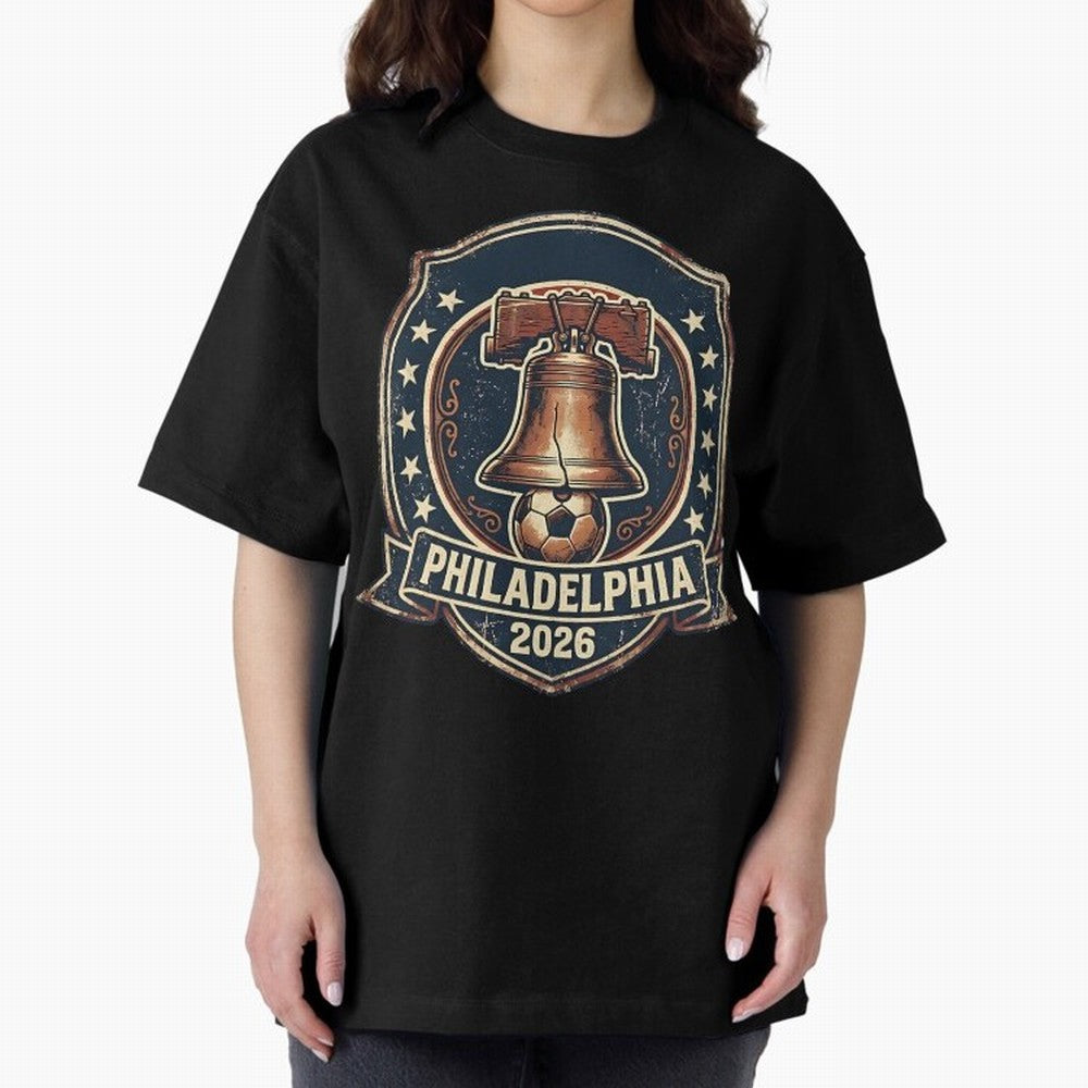 Philadelphia 2026 World Cup Host City Vintage Football Badge ¡ª Liberty Bell Soccer Crest Classic T-Shirt Show Your Stadium Side during the FIFA World Cup 2026 Journey through Mbappe Highlights, Spain Pride, Football Passion, Legendary