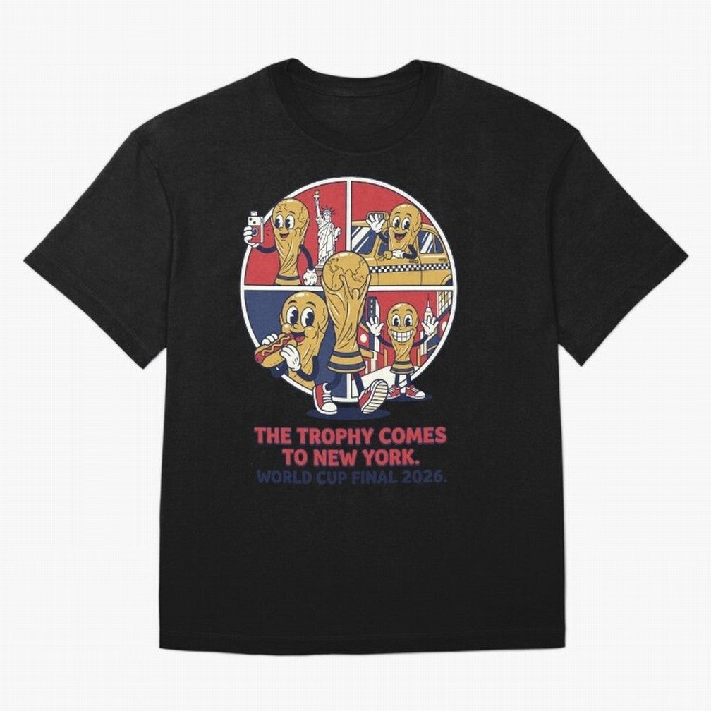 The Trophy Comes to New York ¡ª World Cup Final V2 Classic T-Shirt Join the Countdown to Global Football Passion for FIFA World Cup 2026 Group Stage, Connected to Haaland, Argentina and Brazil, Football History, Final Match Energy, Crowd Noise and
