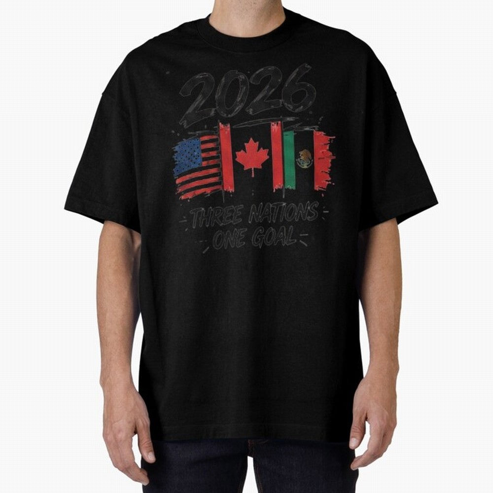 2026 Three Nations One Goal Football Tee Classic T-Shirt Relive Legendary Nights from FIFA World Cup 2026 Group Stage Spirit, Filled with Brazil, Portugal and Argentina, Neymar, Haaland and Cristiano Ronaldo, Retro Football Energy, Iconic