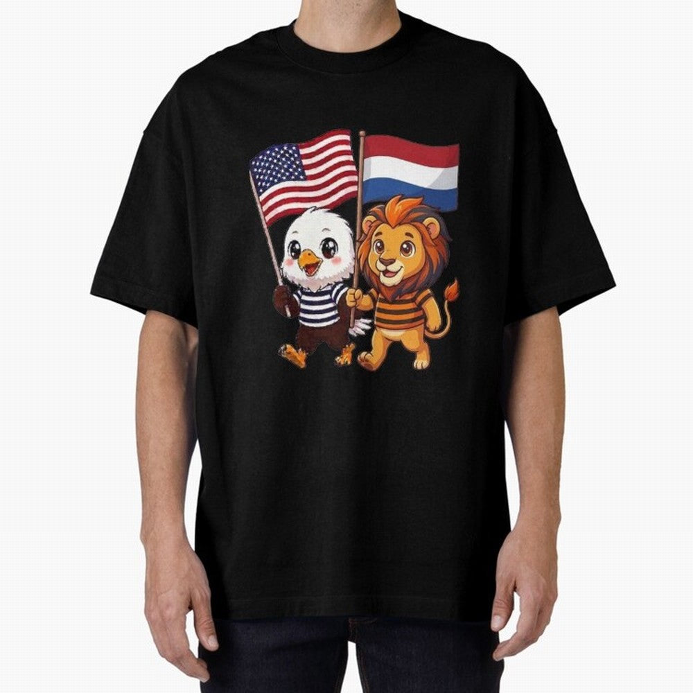 The American eagle and its friend the Dutch lion Classic T-Shirt Live the Energy of the FIFA World Cup 2026 USA Canada Mexico Journey through Messi, Neymar and Mbappe Highlights, England, France and Netherlands Pride, Supporter Pride, Iconic