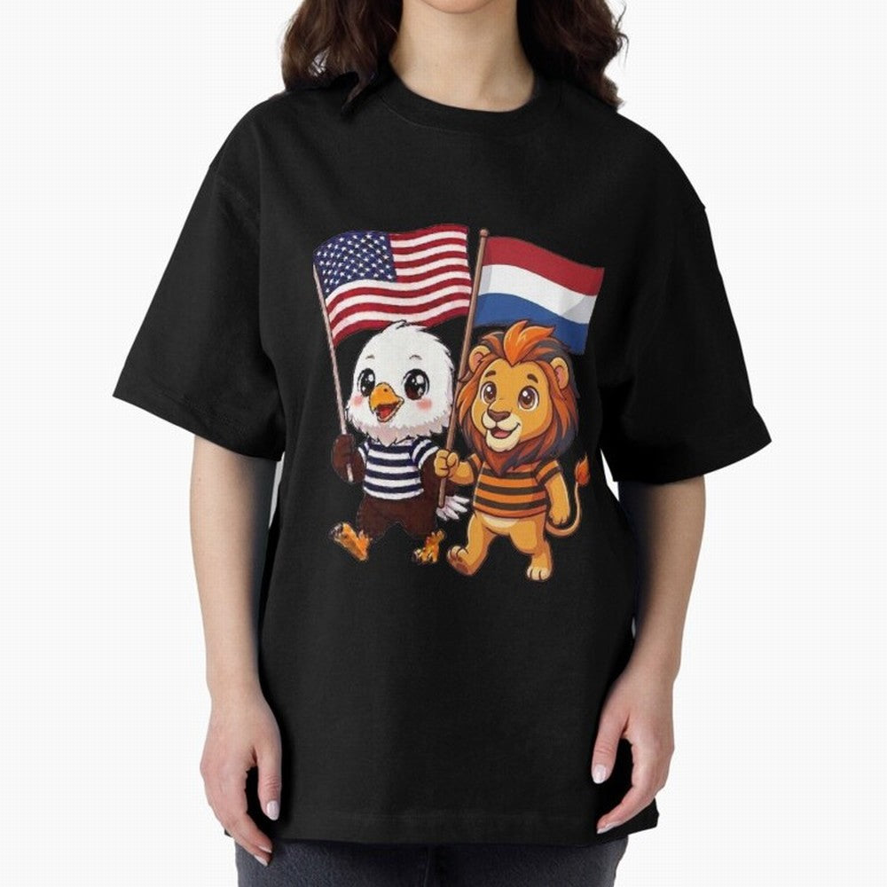 The American eagle and its friend the Dutch lion Classic T-Shirt Live the Energy of the FIFA World Cup 2026 USA Canada Mexico Journey through Messi, Neymar and Mbappe Highlights, England, France and Netherlands Pride, Supporter Pride, Iconic
