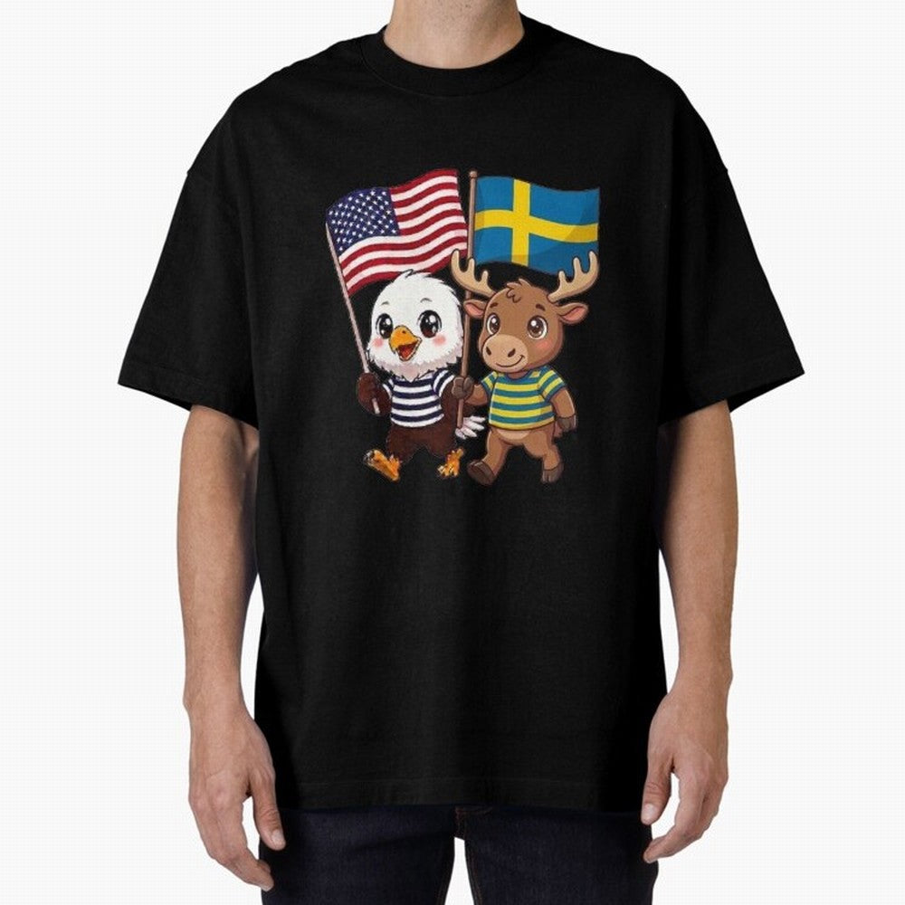 The American eagle and its friend, the Swedish elk Classic T-Shirt Celebrate Football Heritage in Global Football Passion for FIFA World Cup 2026 USA Canada Mexico, Inspired by Neymar, England and Germany, Classic Soccer Heritage, Championship