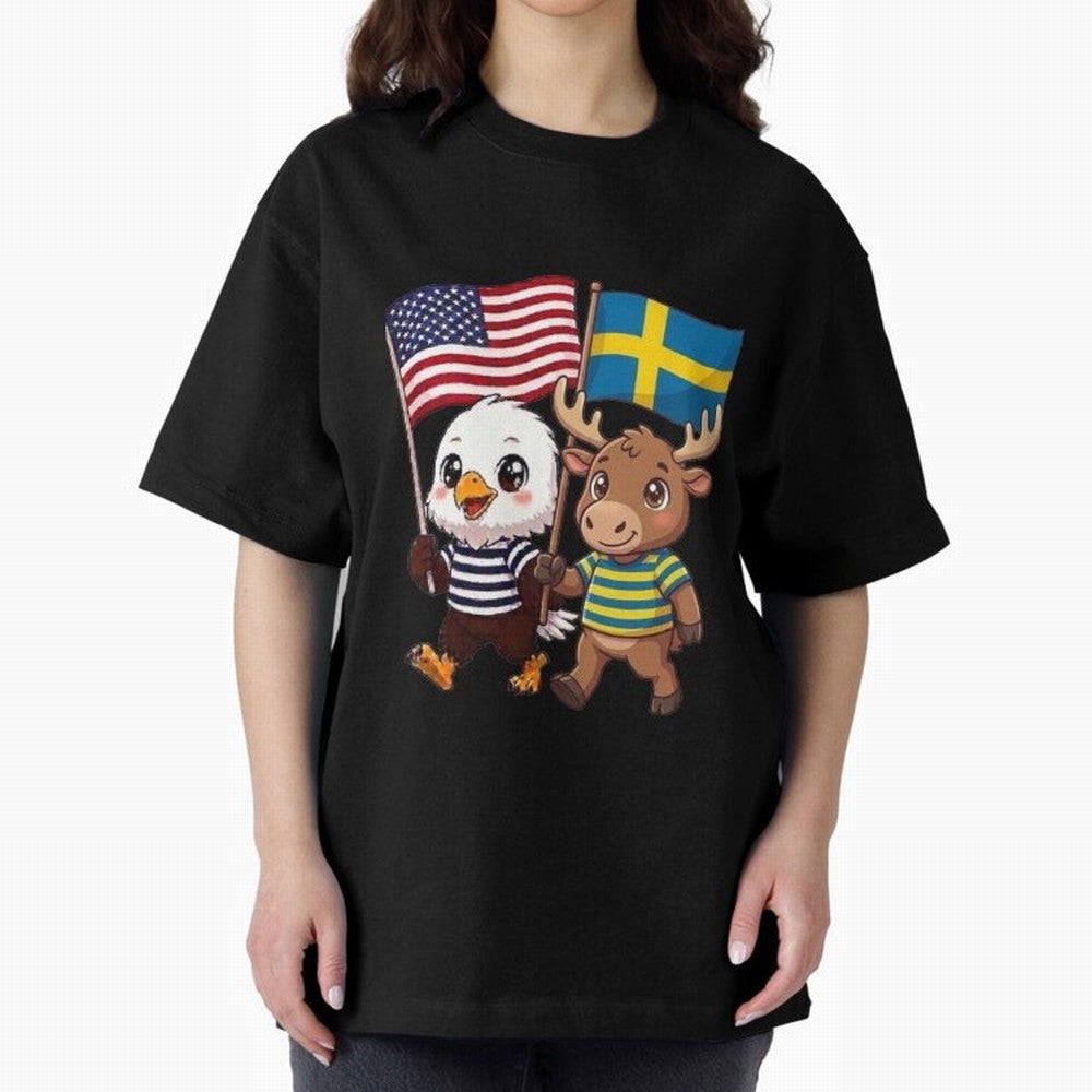 The American eagle and its friend, the Swedish elk Classic T-Shirt Celebrate Football Heritage in Global Football Passion for FIFA World Cup 2026 USA Canada Mexico, Inspired by Neymar, England and Germany, Classic Soccer Heritage, Championship