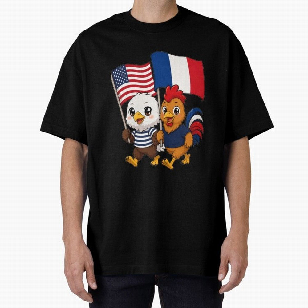 The American eagle and its friend, the French rooster Classic T-Shirt Make Every Match About FIFA World Cup 2026 for Fans of Messi and Cristiano Ronaldo and France and Portugal, Bringing Stadium Memories, Football Loyalty, International Chants and