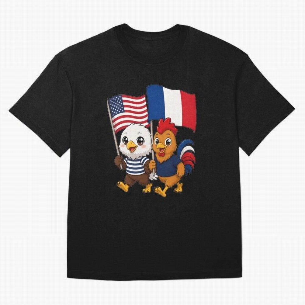 The American eagle and its friend, the French rooster Classic T-Shirt Make Every Match About FIFA World Cup 2026 for Fans of Messi and Cristiano Ronaldo and France and Portugal, Bringing Stadium Memories, Football Loyalty, International Chants and