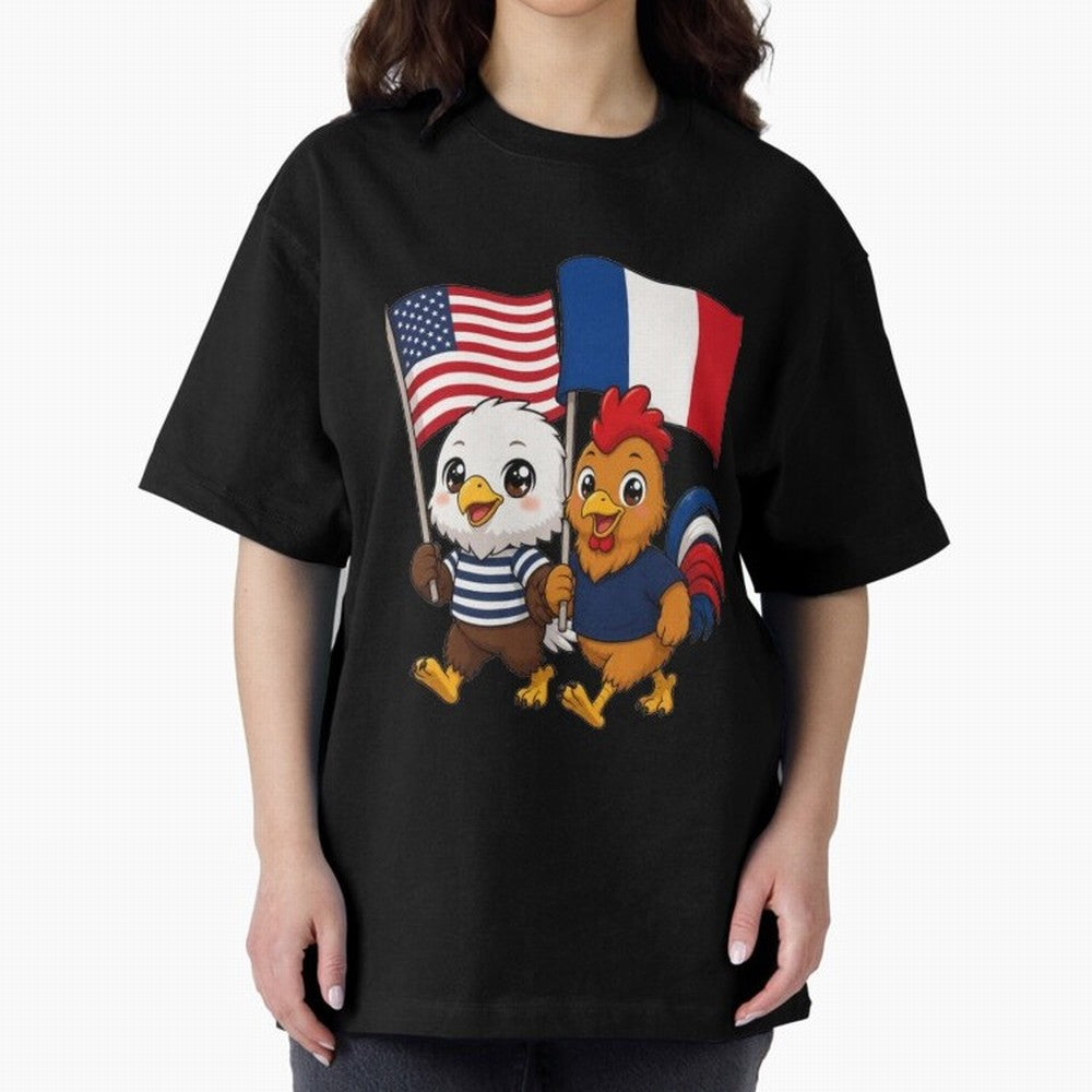 The American eagle and its friend, the French rooster Classic T-Shirt Make Every Match About FIFA World Cup 2026 for Fans of Messi and Cristiano Ronaldo and France and Portugal, Bringing Stadium Memories, Football Loyalty, International Chants and