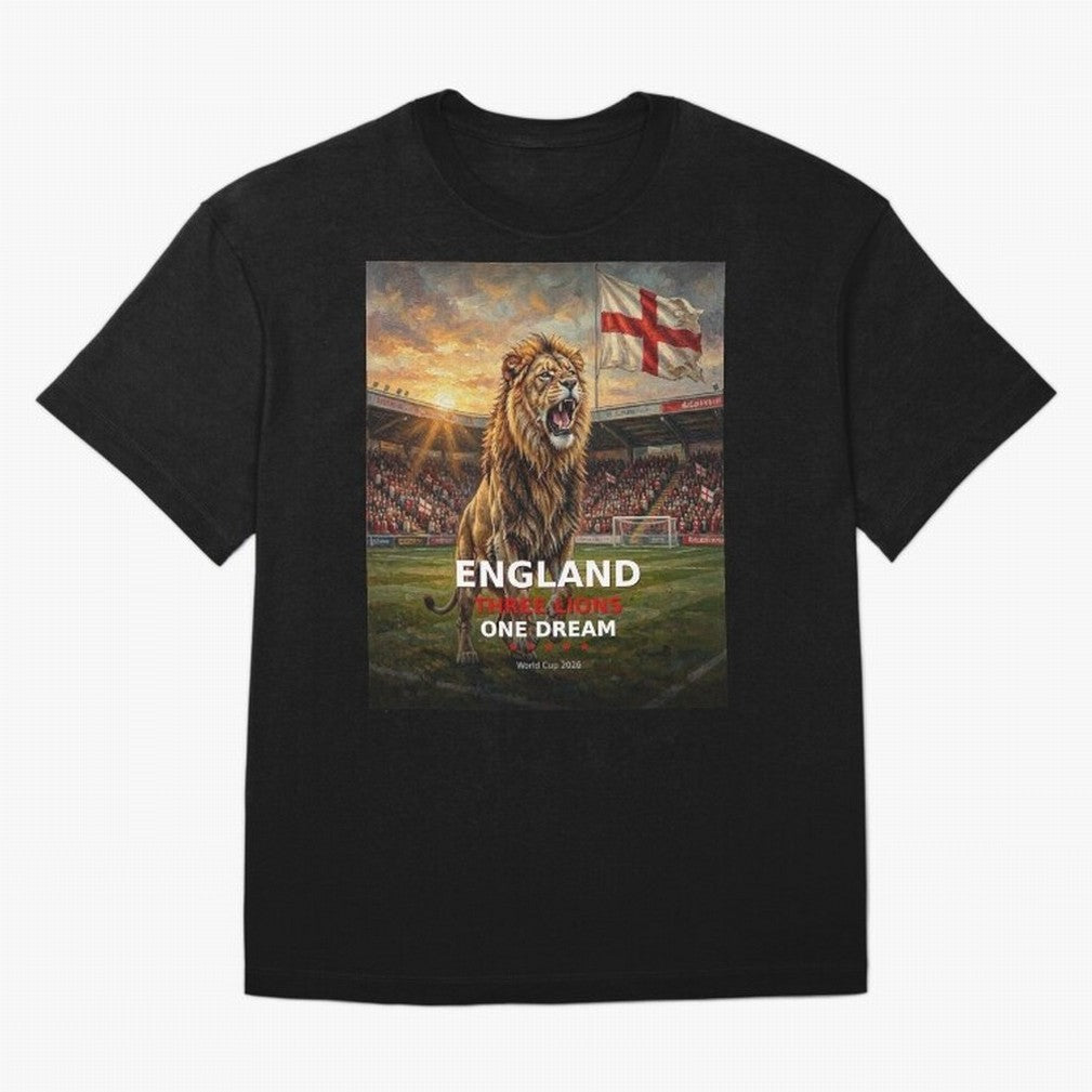 England Three Lions One Dream - World Cup 2026 Soccer Fan Tee Classic T-Shirt Represent the FIFA World Cup 2026 Journey through Messi and Cristiano Ronaldo Highlights, England, France and Netherlands Pride, Global Supporter Spirit, Legendary Goals,